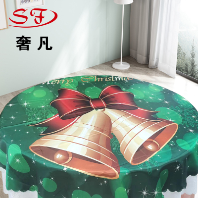Cross-Border Hot Sale Christmas Tablecloth Printed Tablecloth Holiday Decoration Tablecloth Festive Tablecloth Restaurant Hotel round Tablecloth