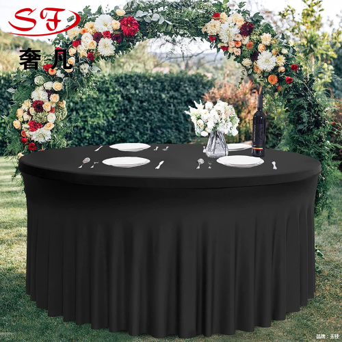 round jellyfish table skirt anti-wrinkle stretch polyester fiber thickened tablecloth cover party wedding home decoration cross-border table cover