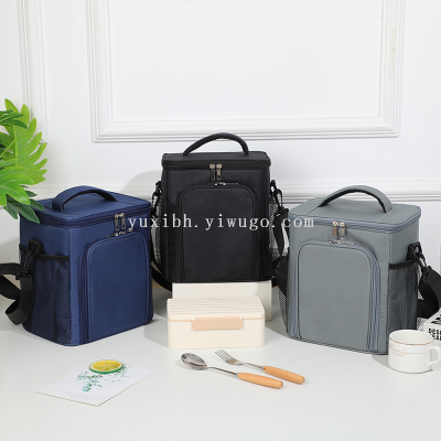Cross-Border Crossbody Ice Pack Portable Lunch Bag Large Capacity Square Picnic Thermal Insulation Lunch Bag  Foil Bag