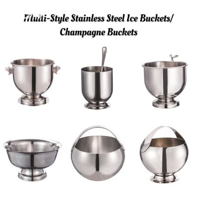 Stainless Steel Ice Bucket Champagne Buckets, Multiple Styles Available, Professional Utensils for Restaurants, Hotels, Pubs, Bars, Buffet, Events, Weddings