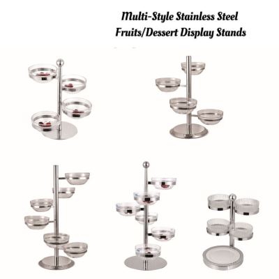 Multi-Style Stainless Steel Fruits/Dessert Display Stands, Commercial Use for Hotels, Restaurants, Buffet, Banquet, Events, Weddings, etc.