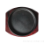 Classic Round Cast Iron Sizzle Platter, Black Dish Pan with Mahogany Wooden Tray, 01097979