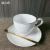 White Porcelain Coffee/Tea Cup & Saucer & Mixing Spoon Set Set with Golden Line Embellishment, Professional Kitchenware for Hotel, Restaurant, Commercial and Household