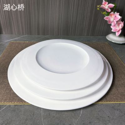 Plain White Ceramic Round Flat Plates, Dessert/Salad/Cold Dish Platters, 10.5Inch, 12-Inch &13.5-Inch, Commercial Use for Restaurants, Hotels, Buffets, Events, Parties