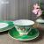 Malachite Green Ceramic 3-Piece Golden Coffee Cup, Saucer & 10.5-Inch Plate Set, Luxury European Vintage Style, for Hotels, Restaurants, Events, Parties, Weddings, and Household Use