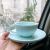 Aqua Blue Ceramic Coffee Coffee Cup and Saucer Set, Delicate Design, for Gifting, Commercial Use for Cafe, Restaurant, and Household Use
