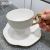 White Cotton-Candy-Shaped Ceramic Coffee Cup and Saucer Set with Golden Decor, for Hotel, Cafe, Restaurants, Events, Parties, and Household Uses