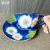 Blue Cherry Blossom Hand-Painted Ceramic Coffee Coffee Cup and Saucer Set, Delicate Design, for Gifting, Commercial Use for Cafe, Restaurant, and Household Use
