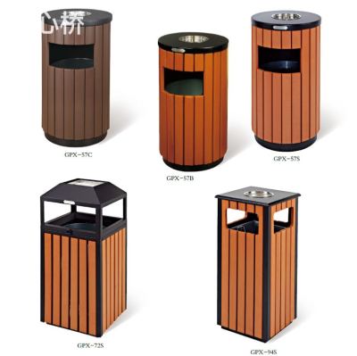 Imitated Wood Outdoor Trash Bins, Recycling & Garbage Bin Sets for Patio, Multiple Styles Available, for Hotels, Gardens, Resorts, Wonderlands, Restaurants