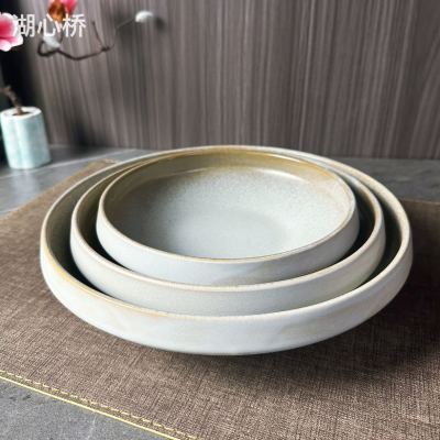Ceramic Vintage Matte Wood-Fired Porcelain Round Plates, 7.5-Inch, 8.5-Inch, and 10-Inch, Professional and Creative Dinnerware for Hotels, Restaurants, Weddings, Parties, Events, Buffets