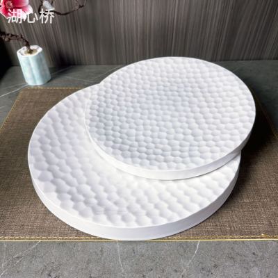 Creative Ceramic Round Embossed Plates, 10.5-Inch & 12.5-Inch, Professional Ceramic Tablewares for Hotels, Restaurants, Events, and Household Uses