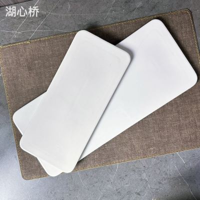 White Ceramic Rectangular Flat Platters, for Dessert, Sushi, 10/12/14/16-Inch, Professional Ceramic Tablewares for Hotels, Restaurants, Events, and Household Uses