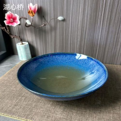 9.5寸陶瓷窑变复古沙拉碗汤碗面碗克莱因蓝渐变色釉餐厅家用餐具