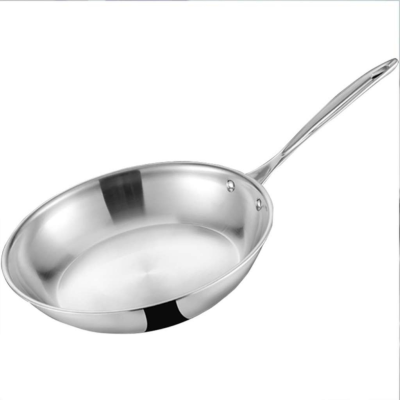 Commercial Stainless Steel Tri-Ply Frying Pan with One Handle, Commercial Induction-Ready Cookware and Kitchenware for Restaurants and Household