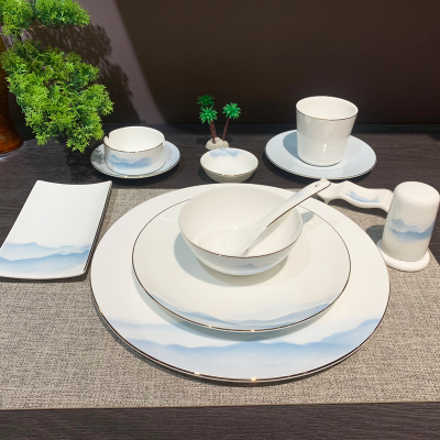 Four-Piece Set  of Ceramic Decoration for Star Hotels High-End Club Restaurant Phnom Penh Bowl and Plates Wholesale