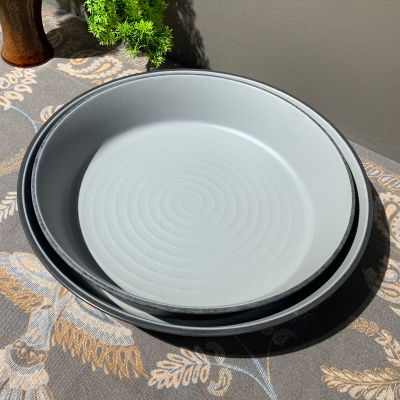 Melamine Plate Imitation Porcelain Plastic round Plate Dining Room Commercial Hotel Double Color Large Soup Plate