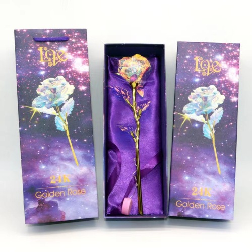 工厂自产24k彩金玫瑰花金箔花礼盒母情节情人节礼物活动礼品批发