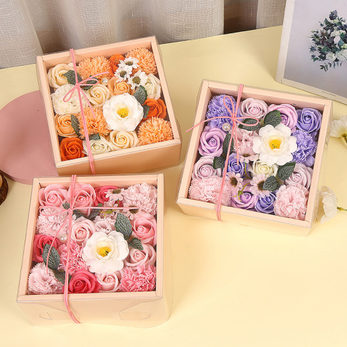 跨境专供创意新品玫瑰香皂花花盒 七夕情人节教师节圣诞节礼物