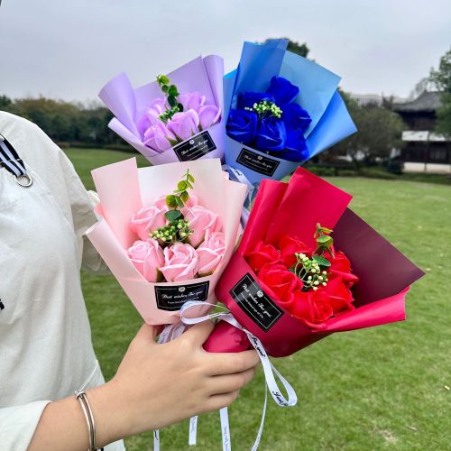 跨境新款六朵玫瑰香皂花花束七夕情人节礼物送女朋友母亲节礼物