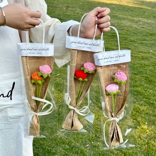 跨境新款针织毛线玫瑰礼品花束情人节送女朋友母亲节礼品厂家批发