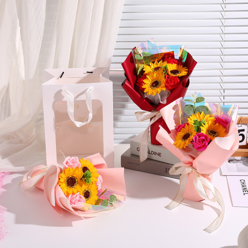新款向日葵香皂花束生日送闺蜜七夕情人节送女友玫瑰向日葵花束