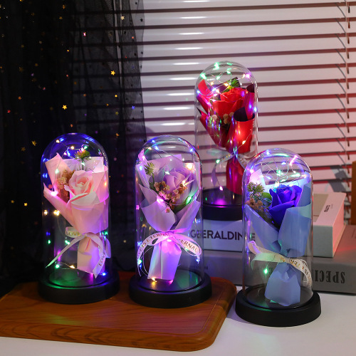 七夕情人节送女友香皂花玫瑰灯罩生日送闺蜜玫瑰伴手礼高级摆件