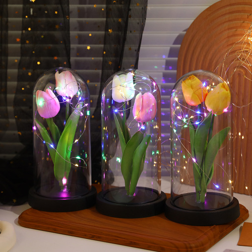 母亲节礼物郁金香灯罩摆件七夕情人节送女友pu郁金香花束厂家批发