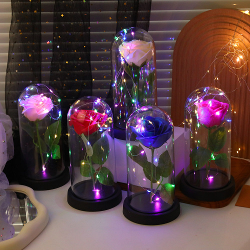 香皂花塑料罩仿真玫瑰花母亲节情人节圣诞节礼物装饰摆件厂家批发