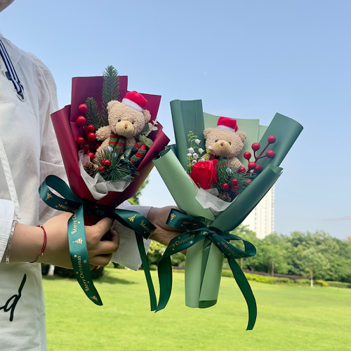 新款创意圣诞节小熊香皂花花束圣诞节送女友闺蜜厂家批发自售