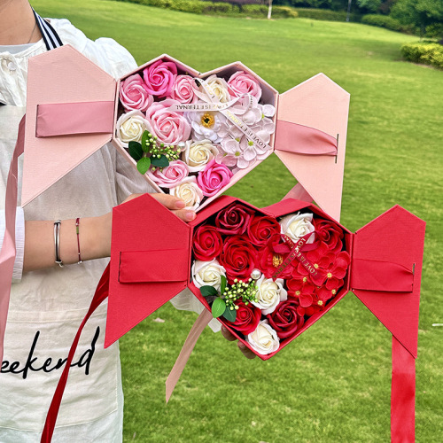 新款爱心混搭花盒情人节送女友生日送闺蜜创意玫瑰花盒厂家批发