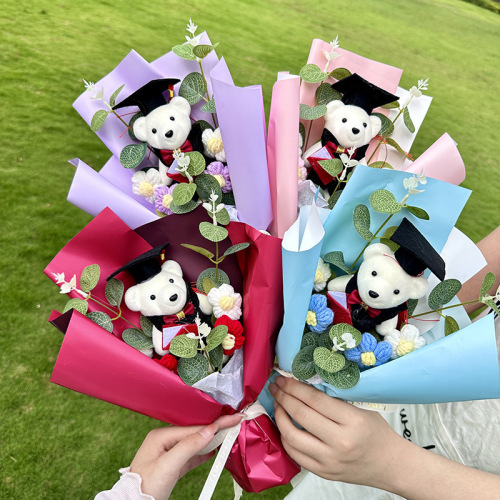 毕业礼物植绒小熊公仔花束创意毕业礼物女生生日玩偶毕业季送同学