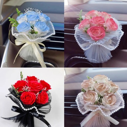 车载迷你香皂花花束出风口香薰香皂花创意mini车载花束厂家自售