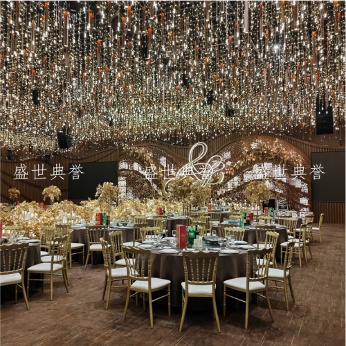 Bengbu Banquet Hotel Dining Table and Chair Wedding Banquet center Metal Folding Chair Hotel Theme Banquet Bamboo Chair Castle Chair