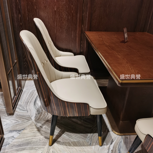 Yan‘an Resort Western Restaurant Dining Table and Chair Hotel Breakfast Solid Wood Dining Chair Buffet Restaurant Modern Light Luxury Chair
