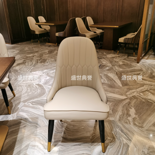 Xiamen Resort Hotel Breakfast Restaurant Table and Chair Five-Star Hotel Western Restaurant Light Luxury Chair Buffet Restaurant Solid Wood Chair