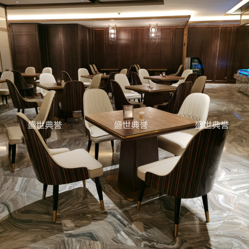Beijing International Hotel Western Dining Table and Chair Resort Hotel Buffet Restaurant Solid Wood Dining Table and Chair Hotel Breakfast Solid Wood Chair