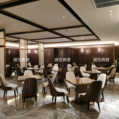 wuxi five-star hotel solid wood dining table and chair restaurant western restaurant solid wood chair buffet restaurant modern light luxury dining chair