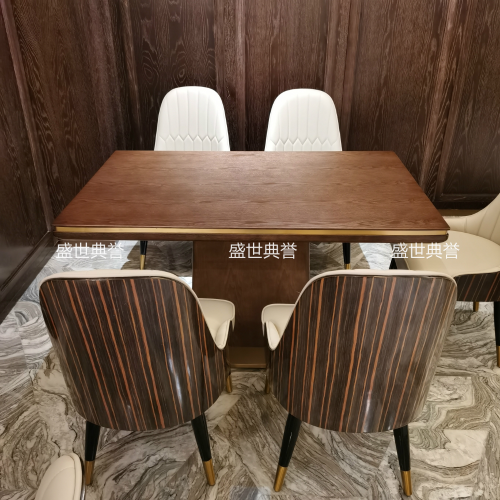 qingdao resort western dining table and chair seafood restaurant light luxury solid wood chair restaurant buffet restaurant solid wood dining table and chair