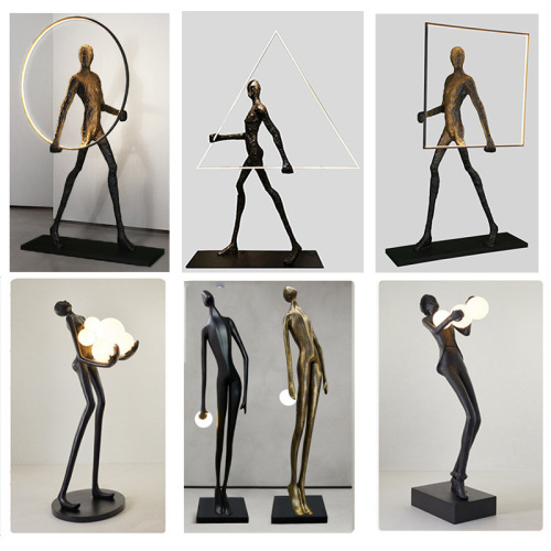 抱球人体雕塑灯树脂摆件简约现代样板间酒店售楼部人像人形落地灯