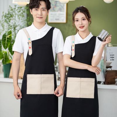 Fashion apron new kitchen essential waterproof and oil-proof special work clothes for waiters printed logo
