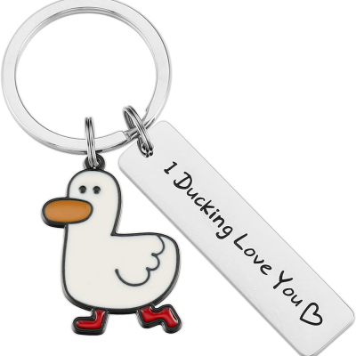Direct Supply Cute Pet Duck Stainless Steel Key Ring Creative Little Duck Key Chain