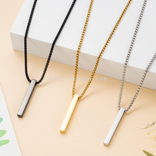 60MM精美时尚不锈钢镀金项链，炉内镀金枪黑吊坠跨境热卖