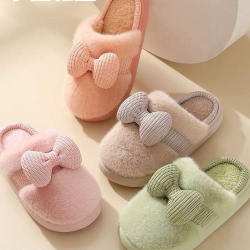 2024 hot sale foreign trade cotton slippers with bow women‘s cotton slippers home slippers