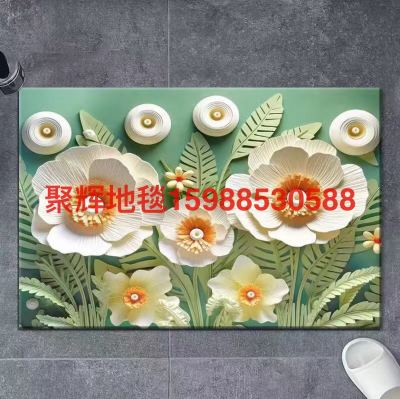 Popular Soft Diatom Ooze 5D HD Printing Three-Dimensional Pattern Blooming Rich Bathroom Non-Slip Mat Absorbent Door Mat Combination