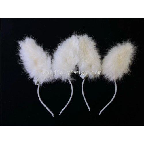 毛绒可爱狐狸兔耳朵软萌可爱头箍发饰派对道具软萌可爱网红纯色