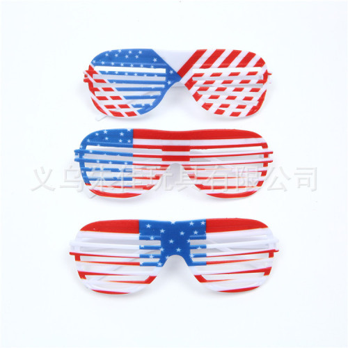 LED发光百叶窗国旗眼镜造型舞会眼镜派对节日派对眼镜美国墨西哥