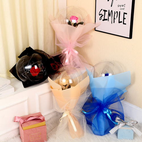 520网红七夕圣诞节波波球玫瑰花花束气球 夜市地摊波波球发光玩具