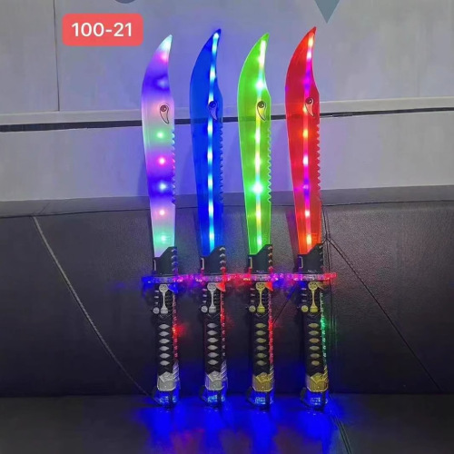 发光声光武士刀鲨鱼刀大白刀剑塑料七彩音乐发光剑玩具夜市地摊