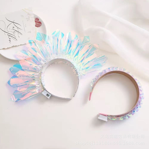 跨境创意发光彩膜头箍儿童节日氛围装饰头饰万圣节亮光发箍批发