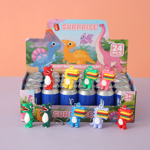 爆款潮玩易拉罐可乐罐汉堡恐龙系列钥匙扣书包挂件玩偶